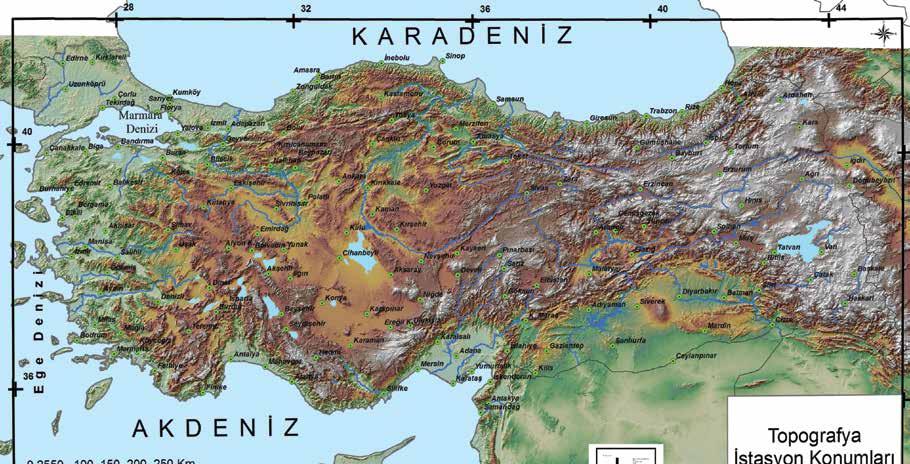 13 Şekil 2: Meteoroloji Genel Müdürlüğü nün (MGM) çalışmada kullanılan 152 klimatoloji ve