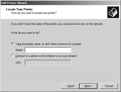 3. (Windows 2000 için) Network printer (Ağ yazıcısı) seçeneğini veya (Windows XP için) A network printer, or a printer attached to another computer (Ağ yazıcısı veya başka bir bilgisayara bağlı