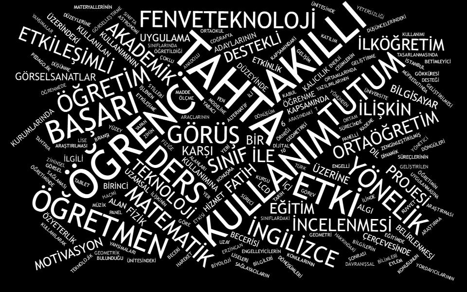 Çalışmalarda etkileşimli tahta (n=8) ifadesi yerine akıllı tahtanın (n=36) kullanıldığı dikkati çekmektedir. Bu bulguyu Tablo 1 de yapılan filtreleme işlemi sonuçları da desteklemektedir.