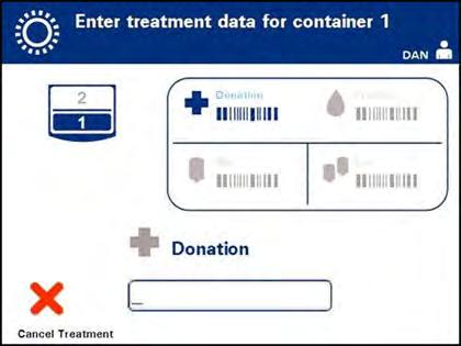 Bölüm 4 Aydınlatıcının Kullanımı Bölüm 4.4 Barkodları Tarama Bölüm 4.4 Barkodları Tarama Enter treatment data for container 1 