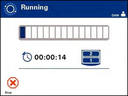 Bölüm 4.6 Aydınlatma İşlemini Başlatma Bölüm 4 Aydınlatıcının Kullanımı Bölüm 4.6 Aydınlatma İşlemini Başlatma Running (Çalışıyor) ekranı otomatik olarak görüntülenir.