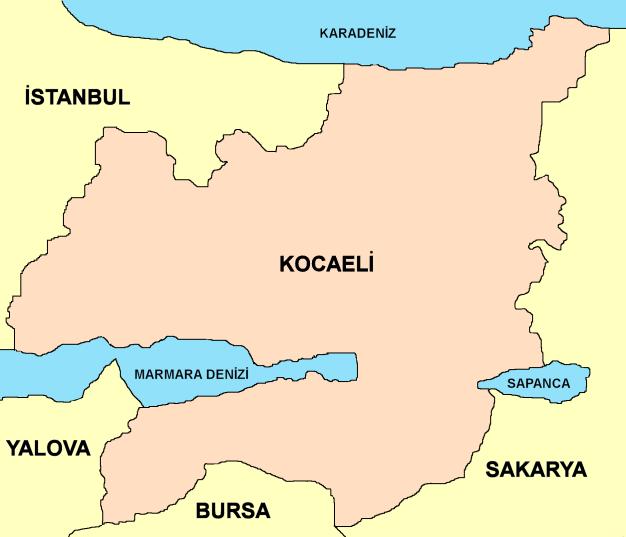 2. ÇALIŞMA ALANI VE KULLANILAN VERİ Yaklaşık yüzölçümü 3.623 km 2 olan Kocaeli ili ülkemizin en önemli endüstri ve sanayi bölgelerinden birisidir.