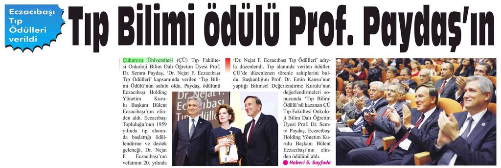 TIP BILIMI ÖDÜLÜ PROF.