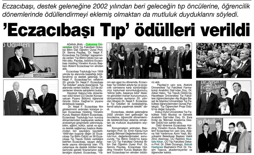 TIP BILIMI ÖDÜLÜ PROF.