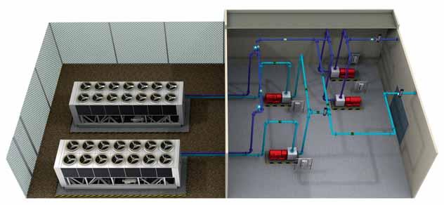 Trane OptiPlant, çalışma sürelerini önemli ölçüde kısaltmak için çalışan chiller sayısını herhangi bir sürede verilen soğutma gereksinimleriyle eşleştirir.