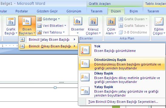 tools) altında düzen(layout), eksen başlıkları (axis