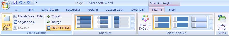 Smartart Grafiğine Şekil Eklemek Grafikteki şekil seçilir, smartart araçları nda