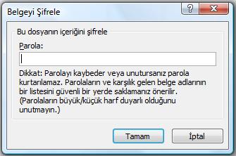 Belgeleri Şifre ile Koruma Word 2007 de belge şifreleme işlemi Office Düğmesi tıklanıldığında çıkan menüden Hazırla kısmı