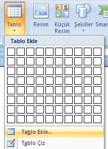 Tablo Hazırlama tablo