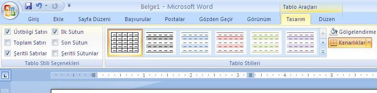 Daha sonra tasarım tab ı altında