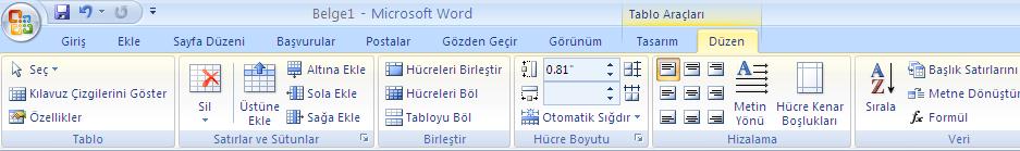 Tablo İçinde Hesaplama Yapma Tablo içinde hesaplama yapmak için; Hesaplama