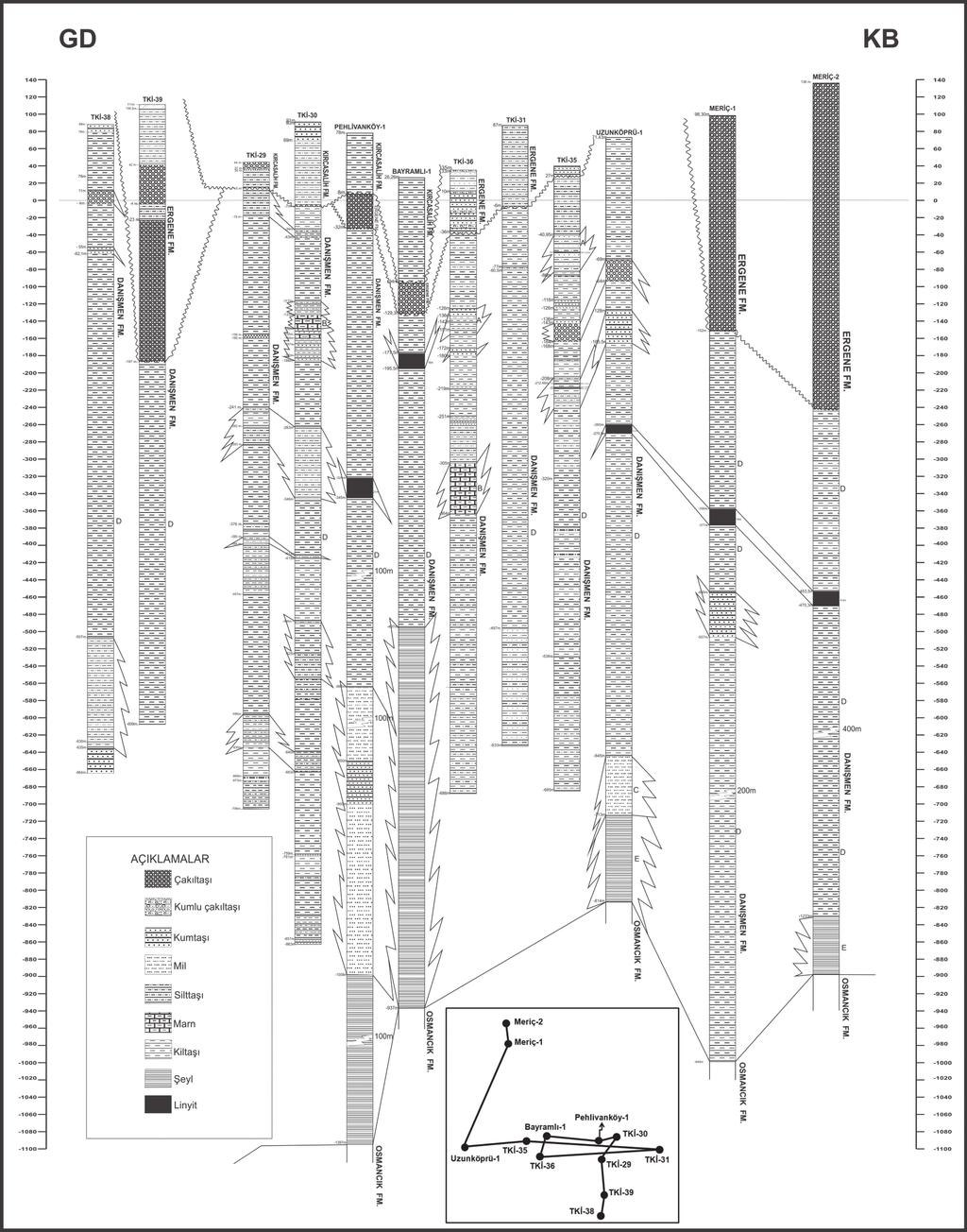 Danişmen Formasyonu Stratigrafisi ve Birim İçindeki Linyit Düzeylerinin Havzadaki Dağılımı, Trakya Havzası, Türkiye Şekil 19.