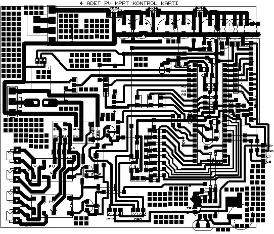 Şekil 4.11 : Devrenin ares programında çizilen baskı devresi Kurulan devrenin işleyişini anlatan pic yazılımının blok diyagramı şekil 4.12 de görülmektedir.