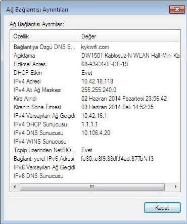 25 Şekil 4.3. Ağ bağlantısı ayrıntıları Sunucunun IP si, Config.HCP dosyasındadır ve istemci tarafında saklanmaktadır.