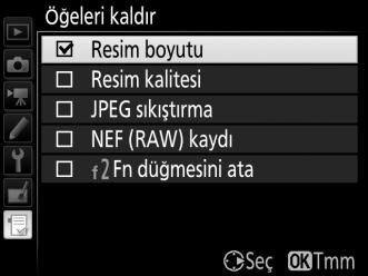 Menüm den Seçenekler Silme 1 Öğeleri kaldır seçeneğini seçin. Menüm de (O), Öğeleri kaldır seçeneğini vurgulayın ve 2 düğmesine basın. 2 Öğeleri seçin.