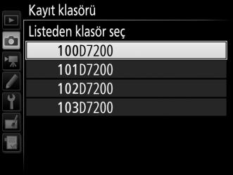 3 Değişiklikleri kaydedin ve çıkın. İşlemi tamamlamak ve ana menüye dönmek için J düğmesine basın (depolama klasörünü seçmeden çıkış yapmak için, G düğmesine basın).