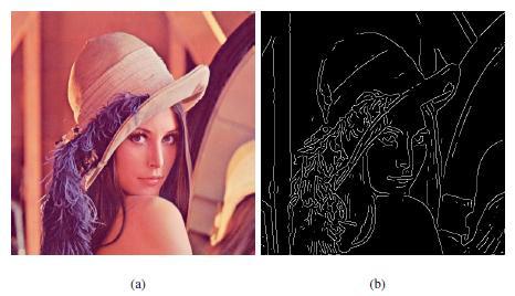 13 Şekil 3.2 Canny kenar bulma meodu sonucu a) orjinal resim b) kenar göserimi - Opik akış; her bir piksel değişiminin hareke vekörleriyle göseriminin büünüdür (Şekil 3.3).