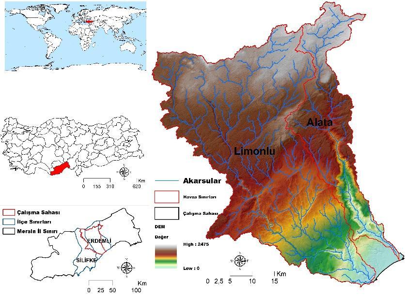 Limonlu ve Alata Havzalarının (Mersin-Erdemli) Jeomorfometrik Analizi 1235 şekillenmesindeki etkisi büyüktür (Atalay, 2005).