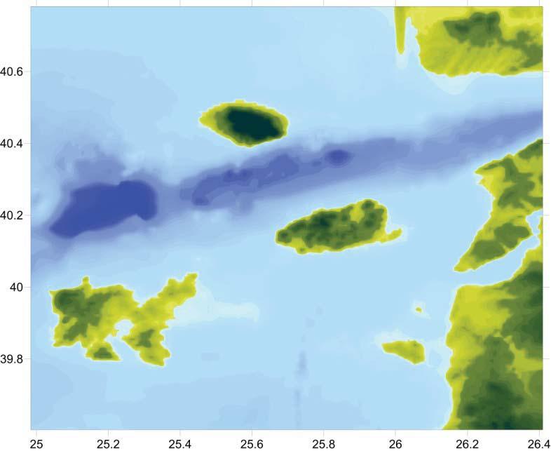 Şekil 2: Tsunami sayısal modellemesinde kullanılan çalışma alanı Tablo 1: 24 Mayıs 2014 Mw= 6.