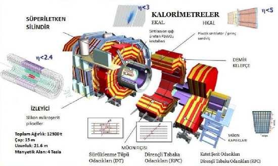 2. ÖNCEKİ ÇALIŞMALAR Erkan PINAR Şekil 2.2. CMS Detektörü. (Dobrzynski, 2007). 2.3.1. İzleyici Dedektör 2.5 < η < 2.