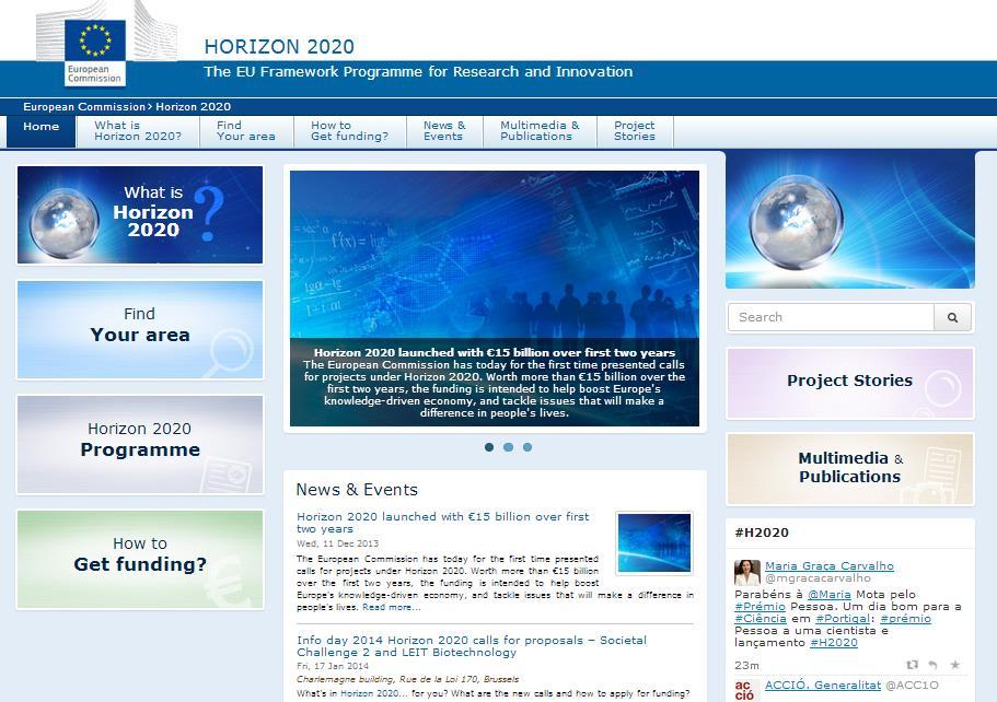 EU Horizon 2020 Resmi Internet Sayfası