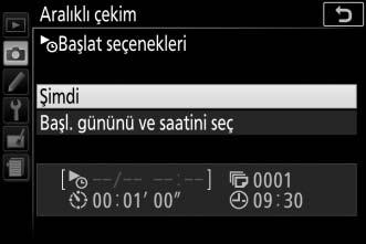 Bir başlangıç seçeneği seçmek için: Başlat seçenekleri öğesini vurgulayın ve 2