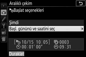 Aralıklı Çekimi Duraklatma Aralıklı çekim J düğmesine basılarak aralıklar arasında duraklatılabilir.