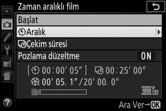 2 Zaman aralıklı film ayarlarını yapın.