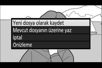 9 Kopyayı kaydedin. Kopyayı yeni bir dosyaya kaydetmek için Yeni dosya olarak kaydet seçeneğini vurgulayın ve J düğmesine basın.