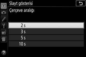 Derecelendirmelerin bir listesi görüntülenecektir; derecelendirmeleri vurgulayın ve vurgulanan derecelendirmeli resimleri slayt gösterisine