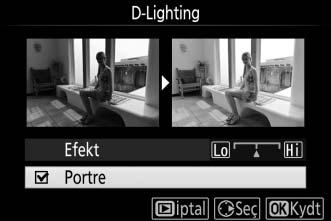 Fotoğrafı kopyalamak için J düğmesine basın. Portre Bu seçeneği etkinleştirmek veya devre dışı bırakmak için Portre öğesini vurgulayın ve 2 düğmesine basın.