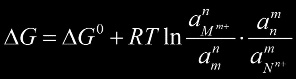 Anot reaksiyonu: n/m = M m+ + me - Katot reaksiyonu: m/n n+ + ne - = N Toplam reaksiyon: nm + mn n+ = nm m+ +m