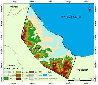 Sahanın yaklaşık % 75 i eğim değerlerinin % 25