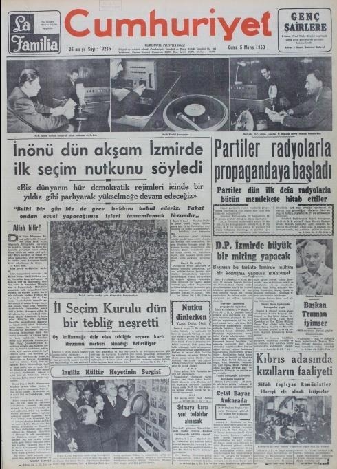 Ek 4: İsmet İnönü nün 14 Mayıs 1950 Tarihinde Yapılacak Olan Genel Seçimler İle İlgili İlk Seçim