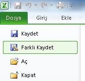 Bu excel dosyasını masa üstüne Farklı Kaydet işlemi kaydedin.