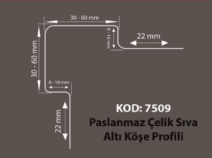 KÖŞE PROFİLİ 50 50 25 ADET 7512 60*60 PASLANMAZ ÇELİK SIVA ALTI