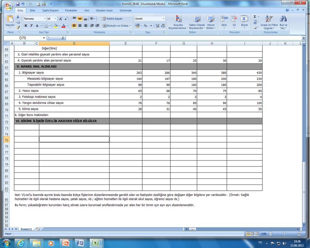 Bütçe Hazırlık Formları (Form-10
