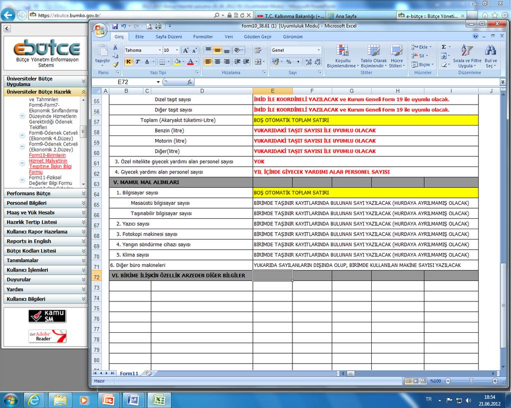 Bütçe Hazırlık Formları (Form-10