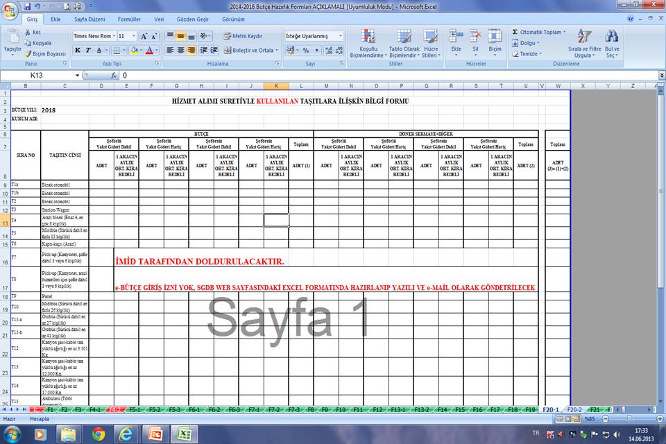 Bütçe Hazırlık Formları (Form-20/2