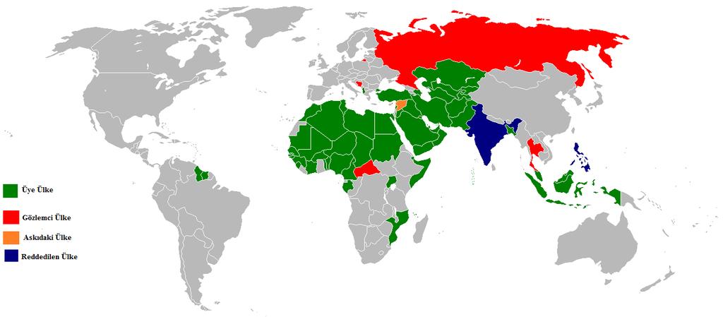 Şekil 6: İslam İşbirliği Örgütü Ülkeleri Üyelik Statüleri Kaynak: Organization of Islamic Cooperation, About OIC, Organization of Islamic Cooperation: http://www.oic-oci.org/oicv2/page/?