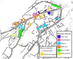 haritada gösterilmektedir. Binalara sahip oldukları olanaklara bağlı olarak uygun görülen işlev önerileri Tablo 2 de açıklanmıştır.