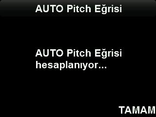 9. Sistem şimdi Auto Pitch Kontrol Eğrisini hesaplar ve bu işlem sisteme Auto Pitch Kontrol (bölüm 7) etkinleştirildiğinde Durdurucuların her hızda ne kadar uzatılacağını söyler.