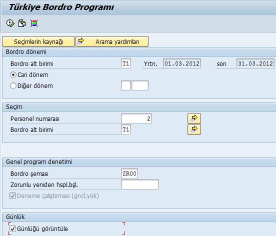 6. (Çalıştır) butonu veya F8 tuşu ile çalıştırınız. Bordro Çalıştırmasını Başlat Gerçek Bordro çalıştırma ekranına PC00 M47CALC işlem kodu ile ulaşılır.