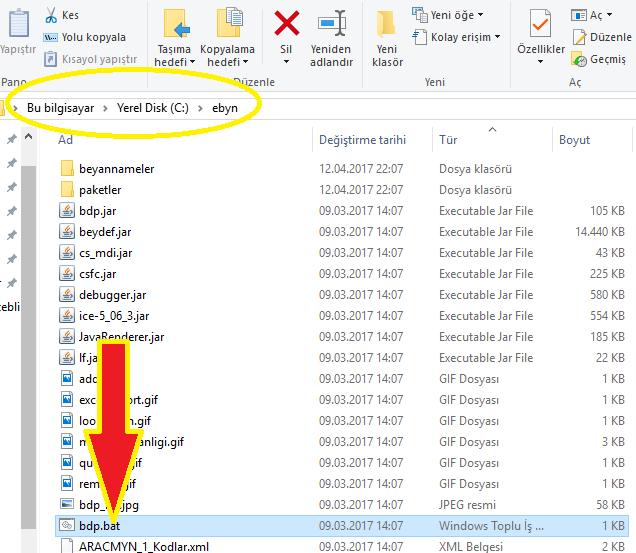 BDP programı otomatik olarak c:\ebyn altına kurulmaktadır. Programı çalıştırmak için c:\ebyn altında bdp.bat dosyasına tıklanmalıdır.