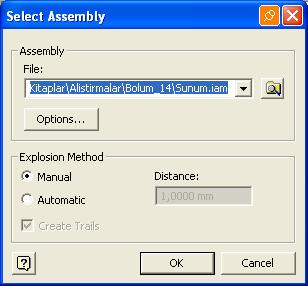 Autodesk Inventor 11 Tanıtma ve Kullanma Kılavuzu SAYISAL GRAFİK Sunum Dosyaları Montajların tasarımından sonra, bunların dokümante edilmesine yönelik olarak patlatılmış görünüşlerinin alınması ve