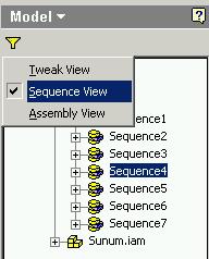 Browser penceresindeki aşağıda gösterilen ikonu sol tuş ile işaretleyin ve menüden Sequence View seçeneğini seçin. 22.