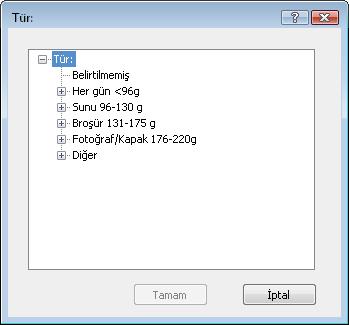 5. Tür: seçenekleri listesini