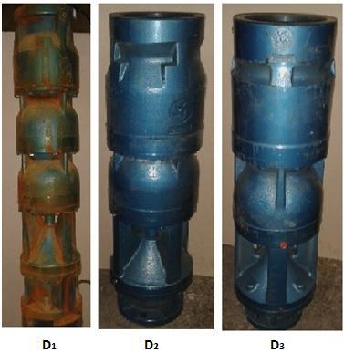 18 3.1.2. Denemelerde Kullanılan Pompalar Denemelerde genellikle tarımsal sulamalarda tercih edilen düşey milli ve dalgıç derin kuyu pompaları kullanılmıştır. Dalgıç pompaların pompa grupları Şekil 3.