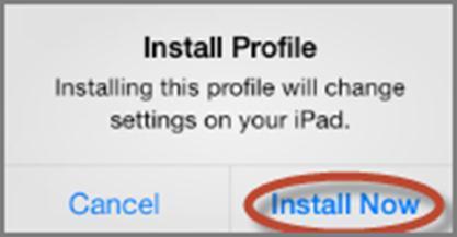 12. Install Profile (Profil Yükleme) penceresinde Install Now