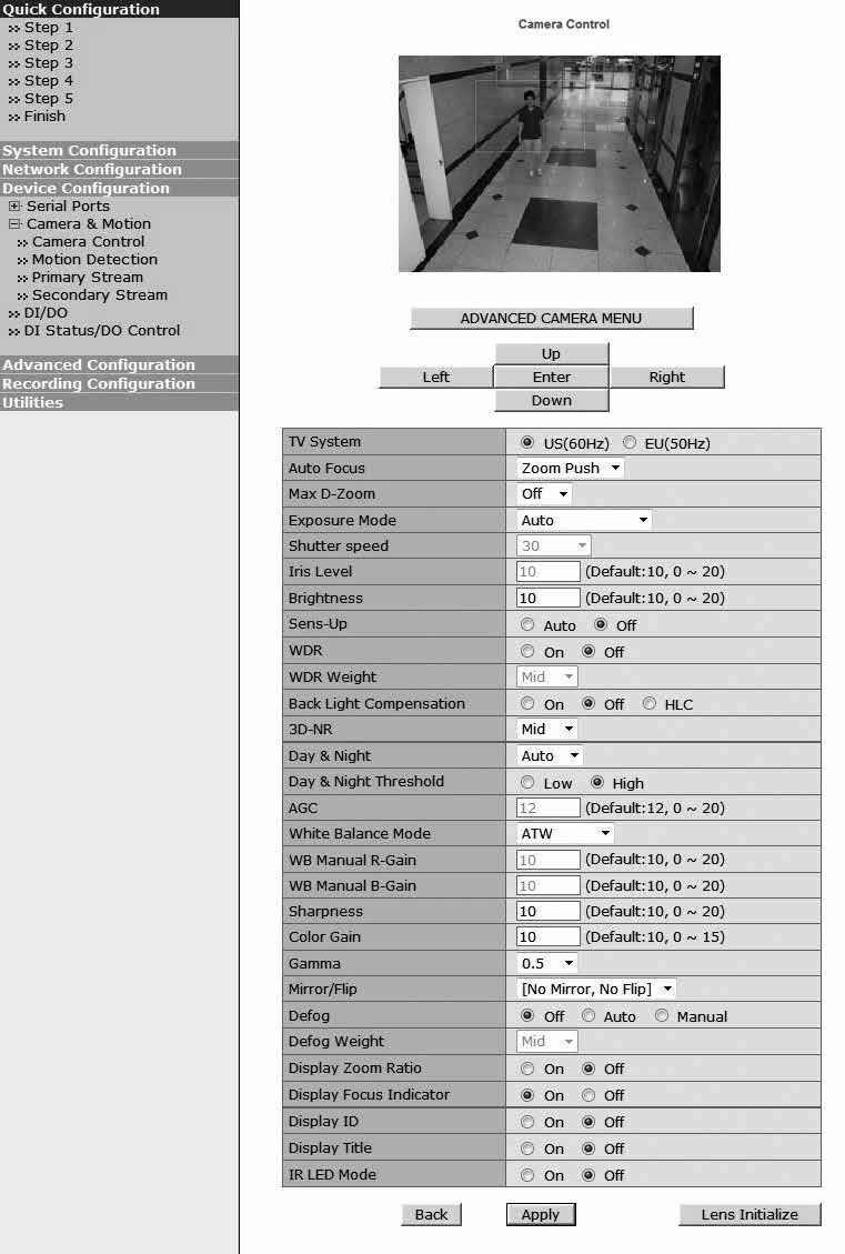 Las configuraciones más complejas, como PRIVACY, POINTING ZOOM & SMART MOTION están